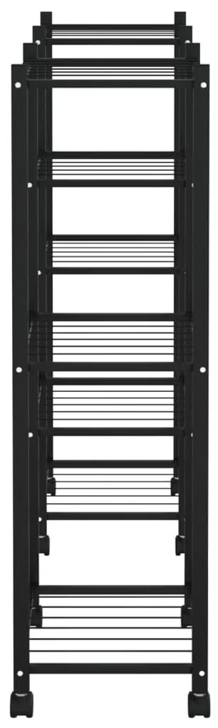 Suporte de vasos c/ rodas 83x25x83,5 cm ferro preto