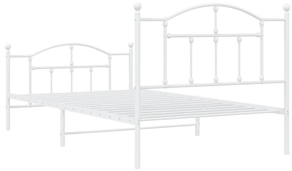 Estrutura de cama com cabeceira e pés 100x200 cm metal branco