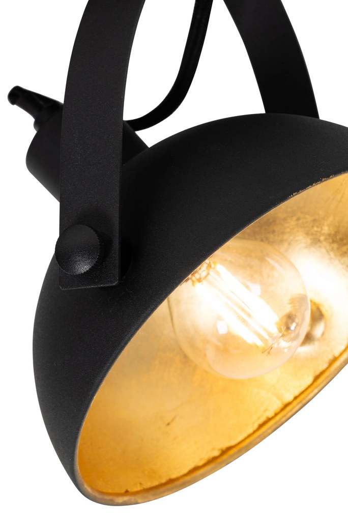 Luminária de teto industrial preta com dourado 2 luzes ajustáveis - Magnax
