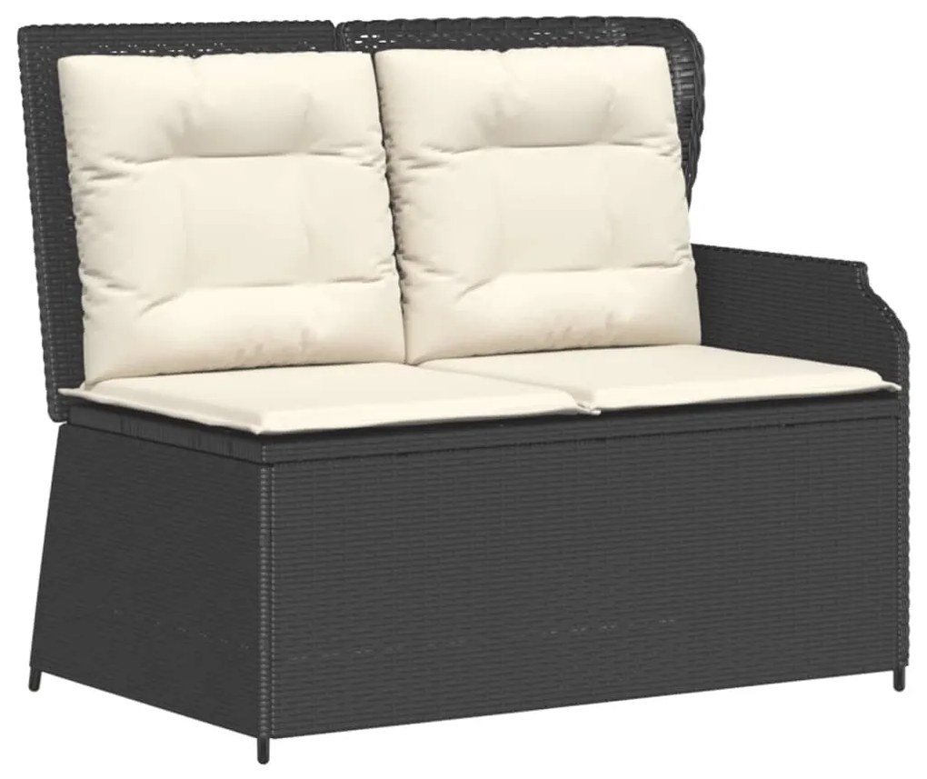 3 pcs conjunto lounge de jardim c/ almofadões vime PE preto