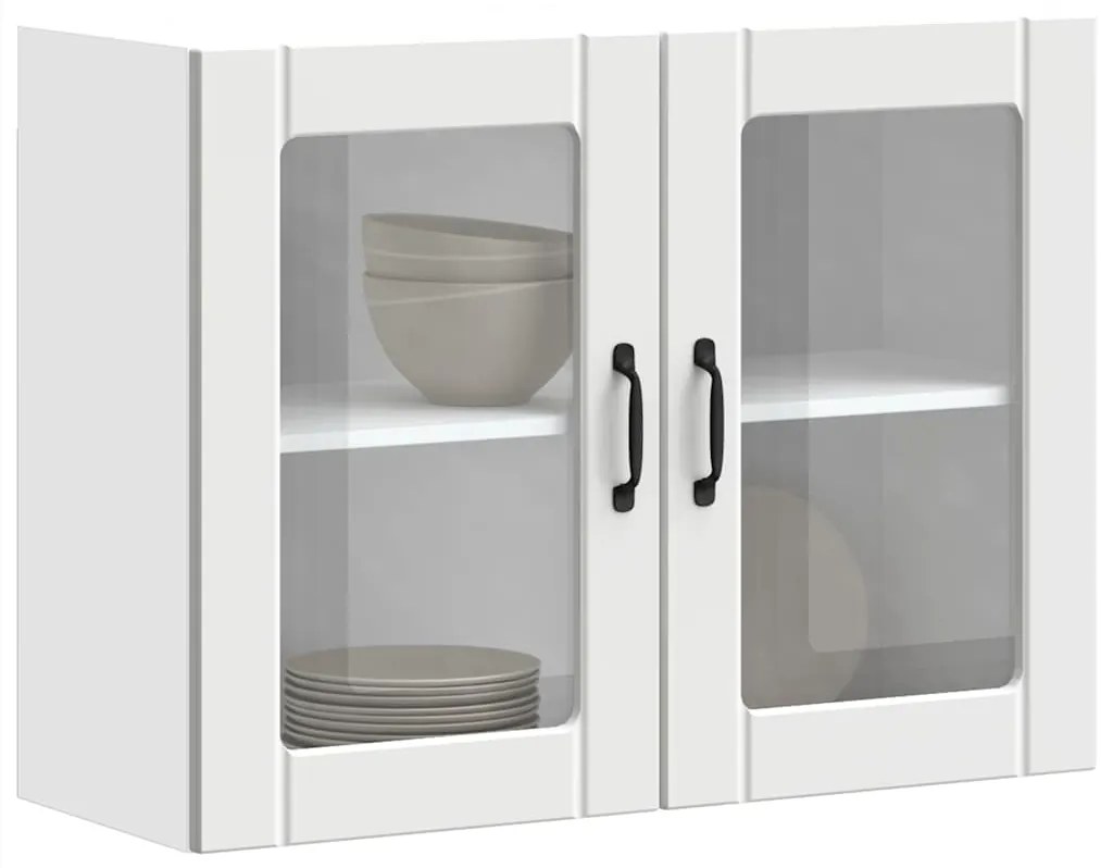 Armário de parede de cozinha porta vidro Lucca branco