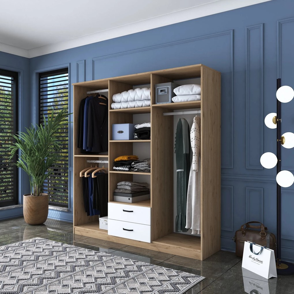 Guarda-Roupa BA115 – Nogueira e Branco – 180x190,8x47,3 cm