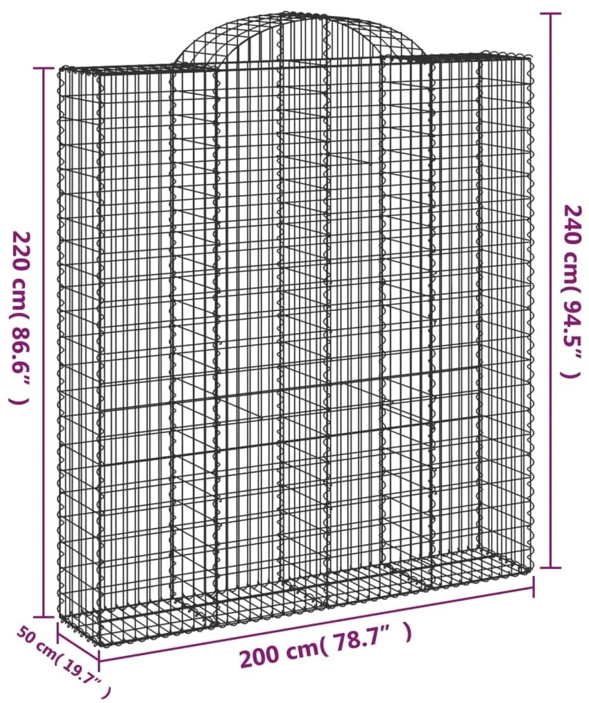 Cestos gabião arqueados 25 pcs 200x50x220/240 ferro galvanizado