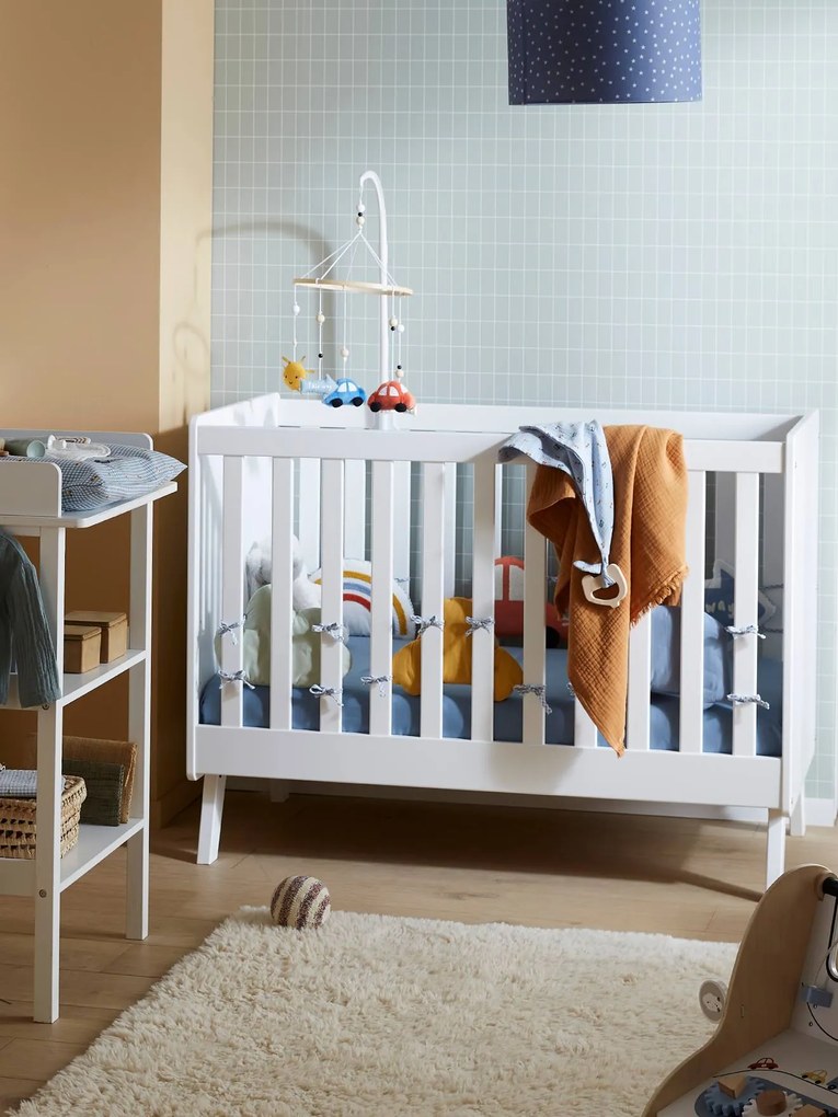 Cama de grades transformável, TEMA MADISON branco
