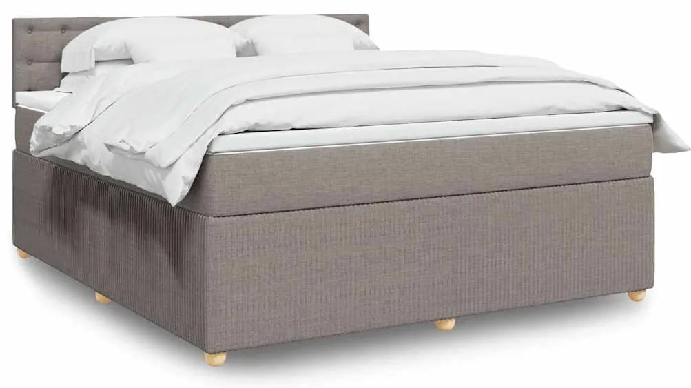 vidaXL Cama com molas/colchão 180x200 cm tecido castanho-acinzentado