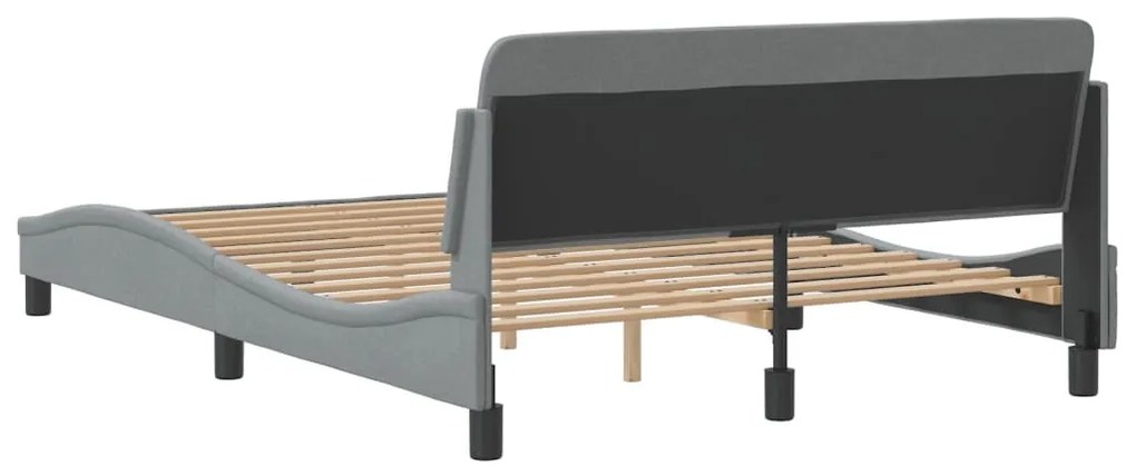 Estrutura de cama sem colchão 140x190 cm tecido cinzento-claro