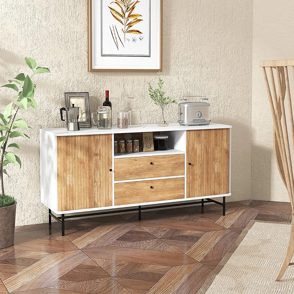 Aparador Torres Novas com Portas de Persiana e 2 Gavetas – 150x45x74 c