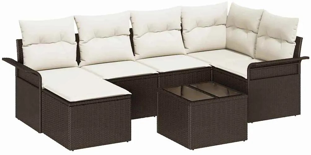 Conjunto de Sofá de Jardim vidaXL 6 Peças com Almofadas Cinza Rattan P