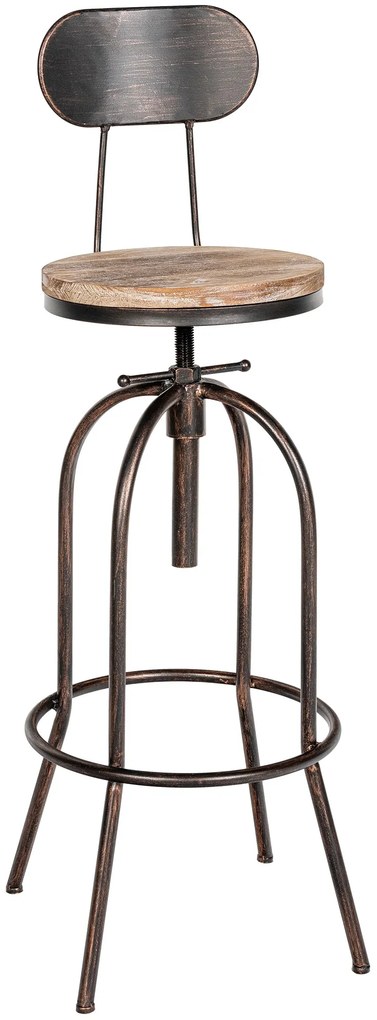 Banco de bar Pino, regulável em altura 108 - 125 x 51 x 51 cm madeira e bronze