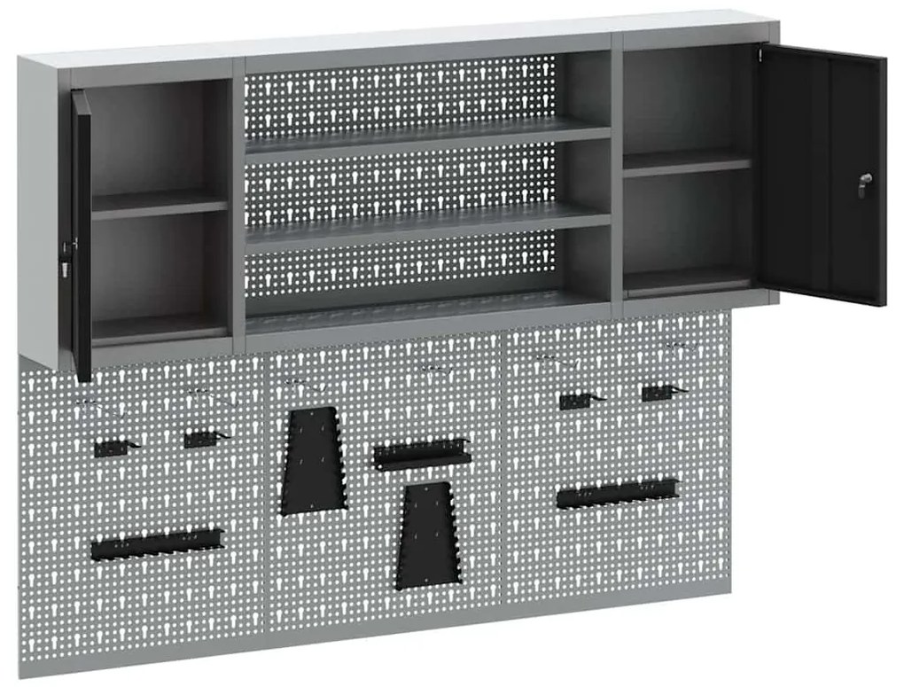 Conjunto de Armário de Ferramentas e Painel de Ferramentas de 6 Peças