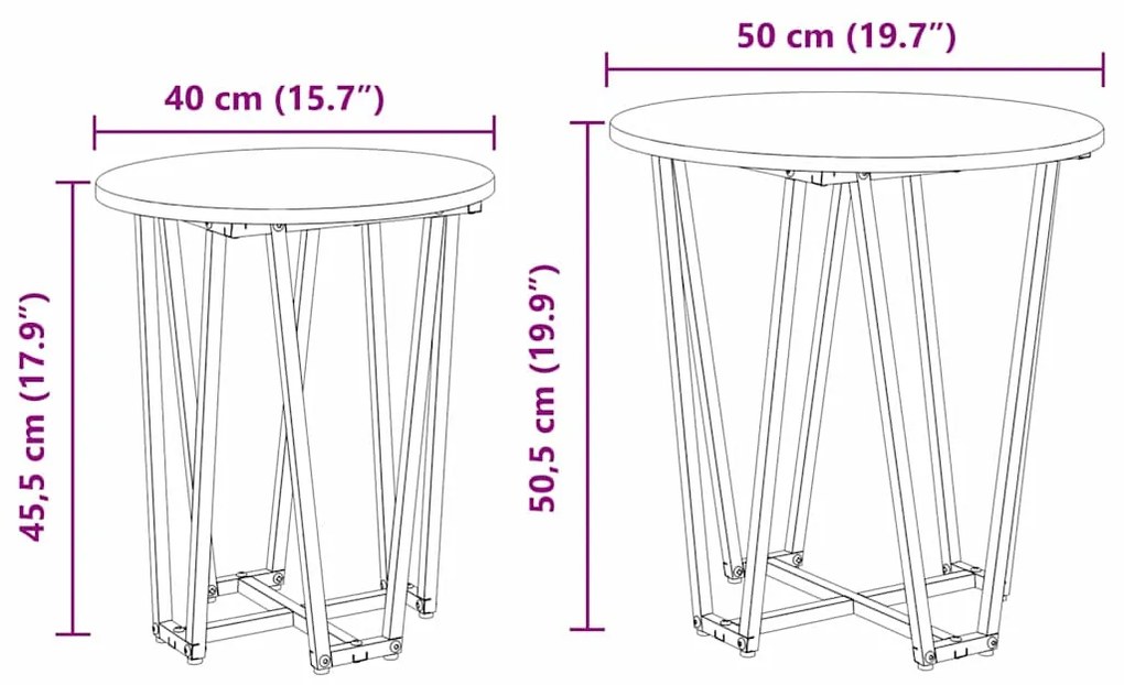 Mesa de Apoio vidaXL 2 pcs Madeira de Carvalho Sonoma e Metal