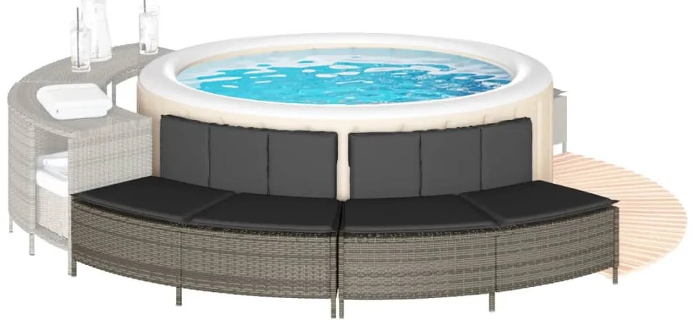vidaXL Bancos p/ banheira de hidrom. c/ almofadões 2 pcs vime PE cinza