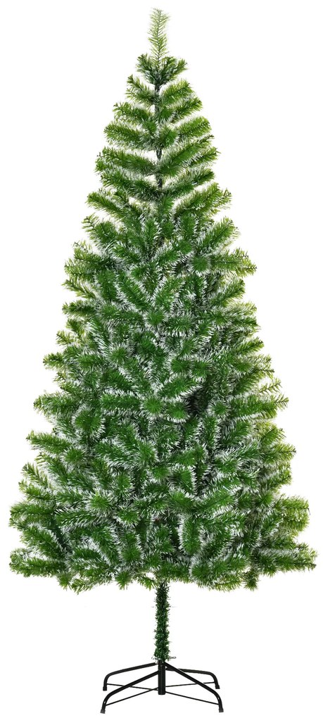 HOMCOM Árvore de Natal Artificial 210cm com 968 Ramos e Suporte de Metal Decoração Interior Sala de Estar Festas Ø100x210cm Verde