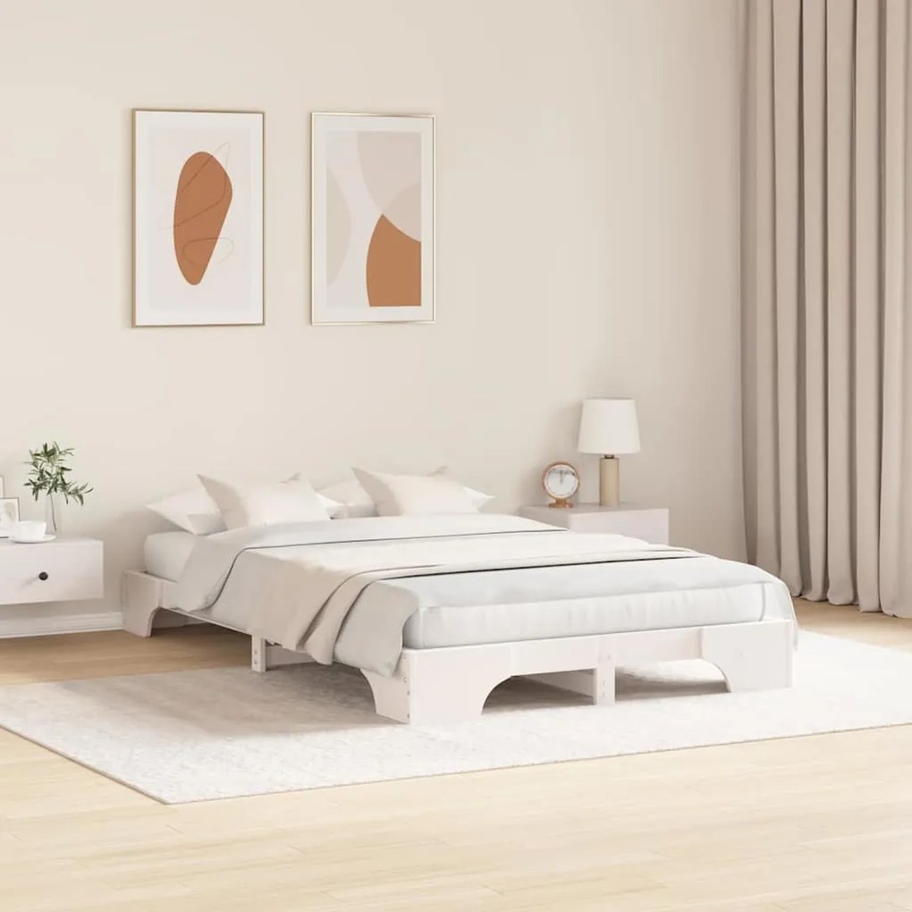 Cama Branca da 120x200 cm em Madeira de Pinho Sólida