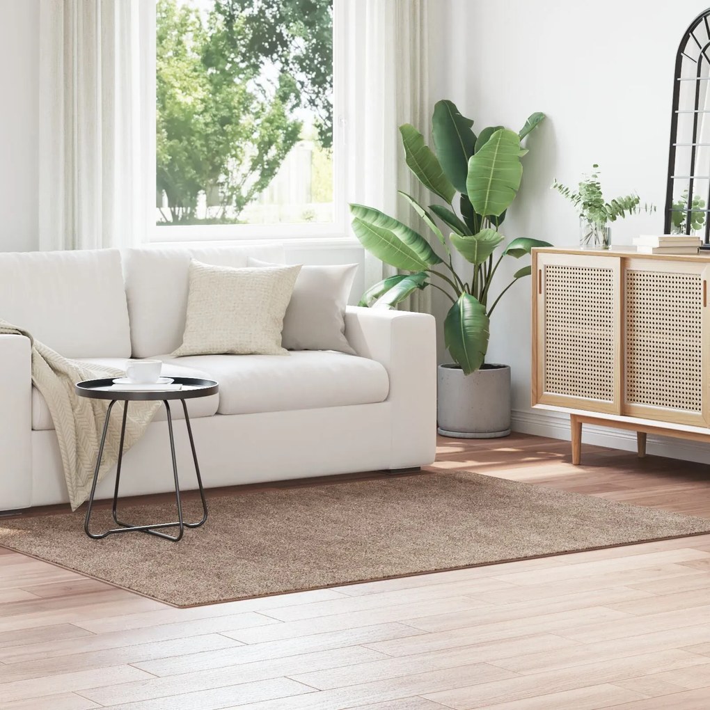 Tapete Shaggy vidaXL com base de látex Marrom 140x200 cm