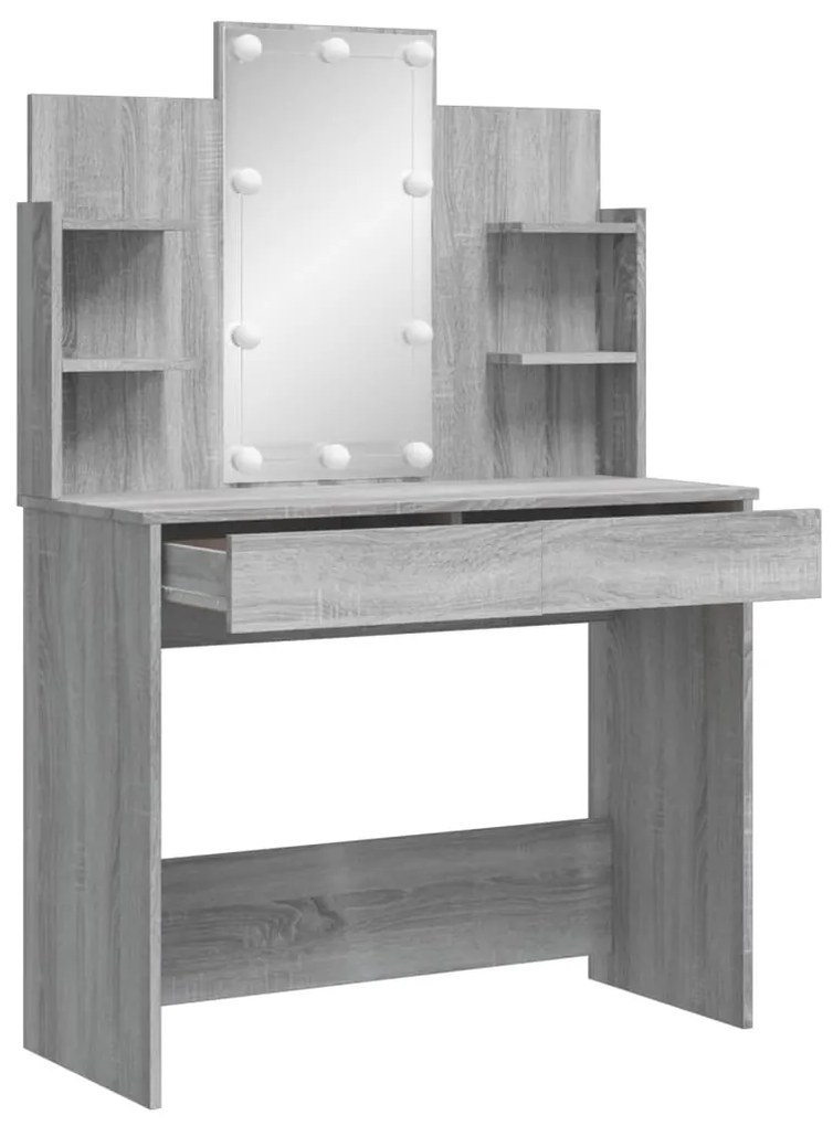 Toucador com luzes LED 96x40x142 cm cinzento sonoma