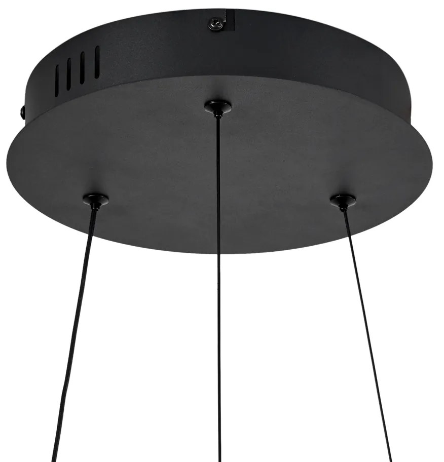 Candeeiro suspenso moderno preto 59cm incl. LED regulável em 3 níveis - Anello Chandelier