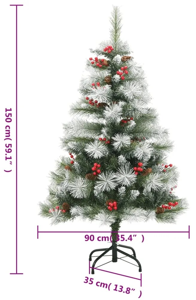 Árvore de Natal artificial articulada c/ pinhas e bagas 150 cm