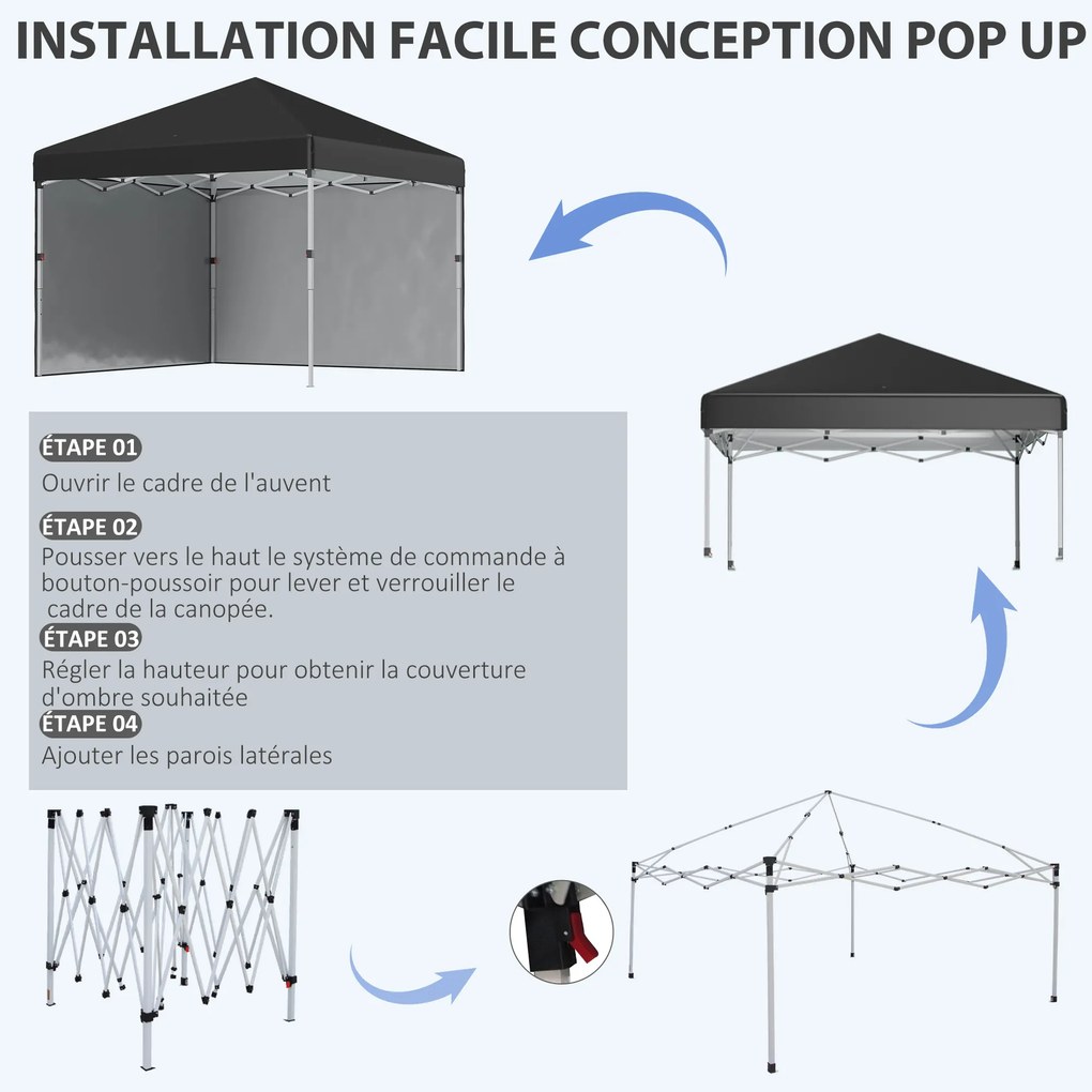 Tenda de jardim pop-up dobrável, com altura ajustável, proteção UV 30+, 2 paredes laterais e saco de transporte incluído