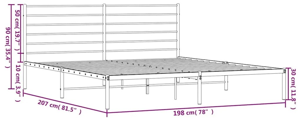 Estrutura de cama com cabeceira 193x203 cm metal branco