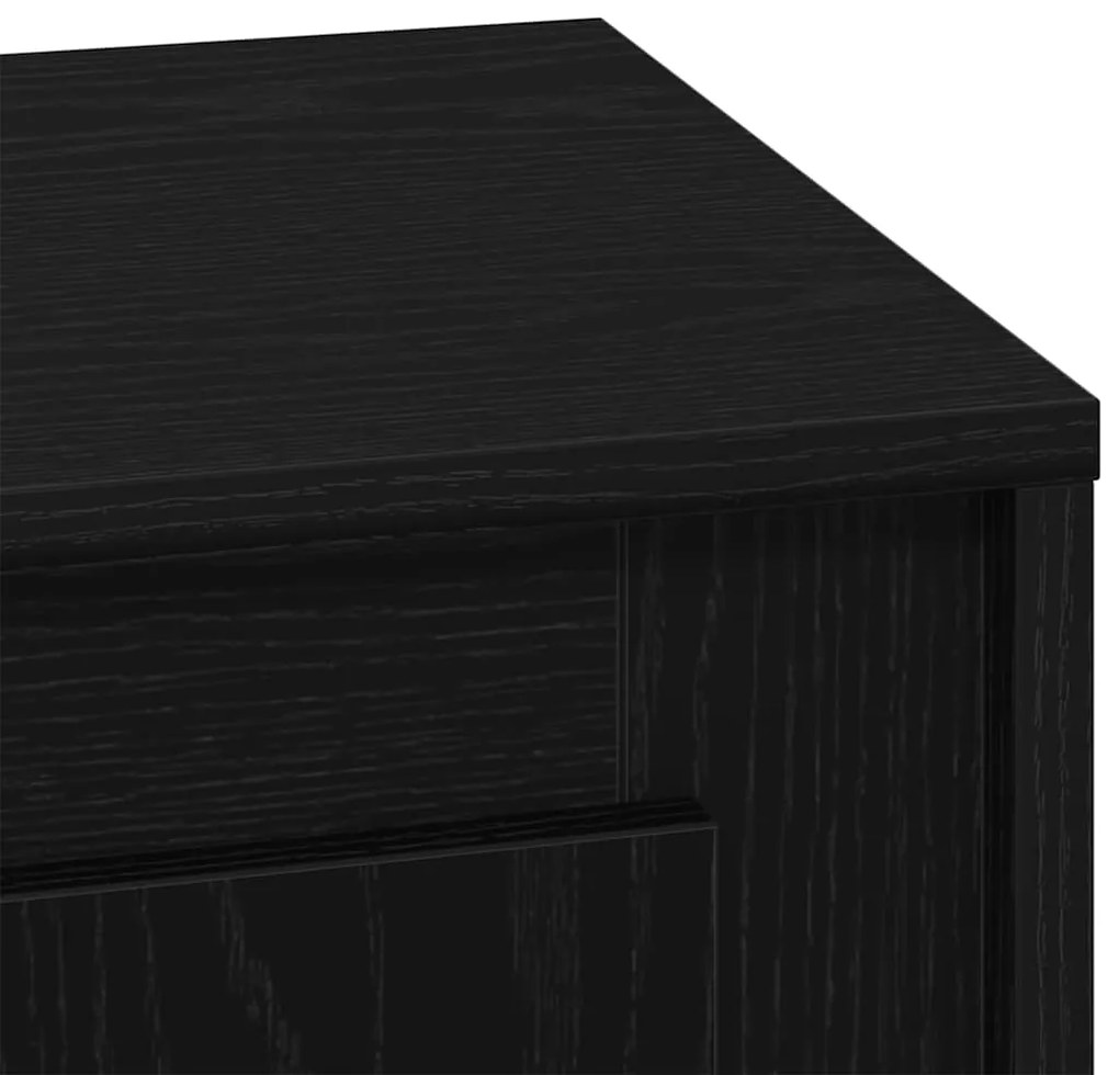 Criado-mudo com Luzes LED Carvalho Preto 44x34,5x45 cm