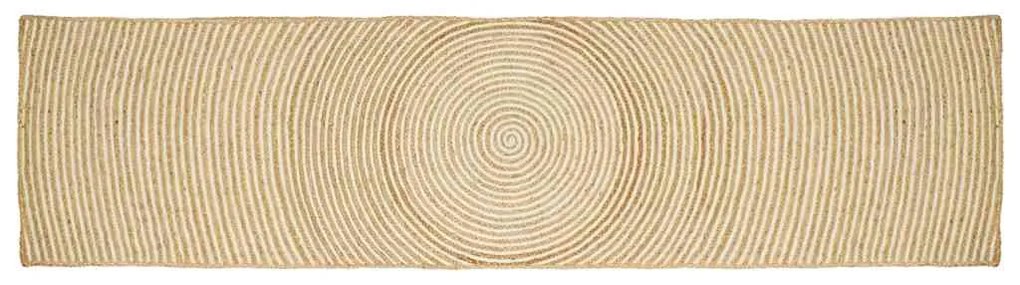 vidaXL Tapete Natural e Branco 60 x 400 cm Juta