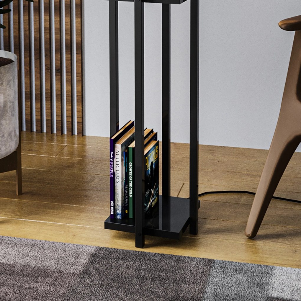 Candeeiro de Pé Shelf Lamp – Preto – 25x25x130 cm