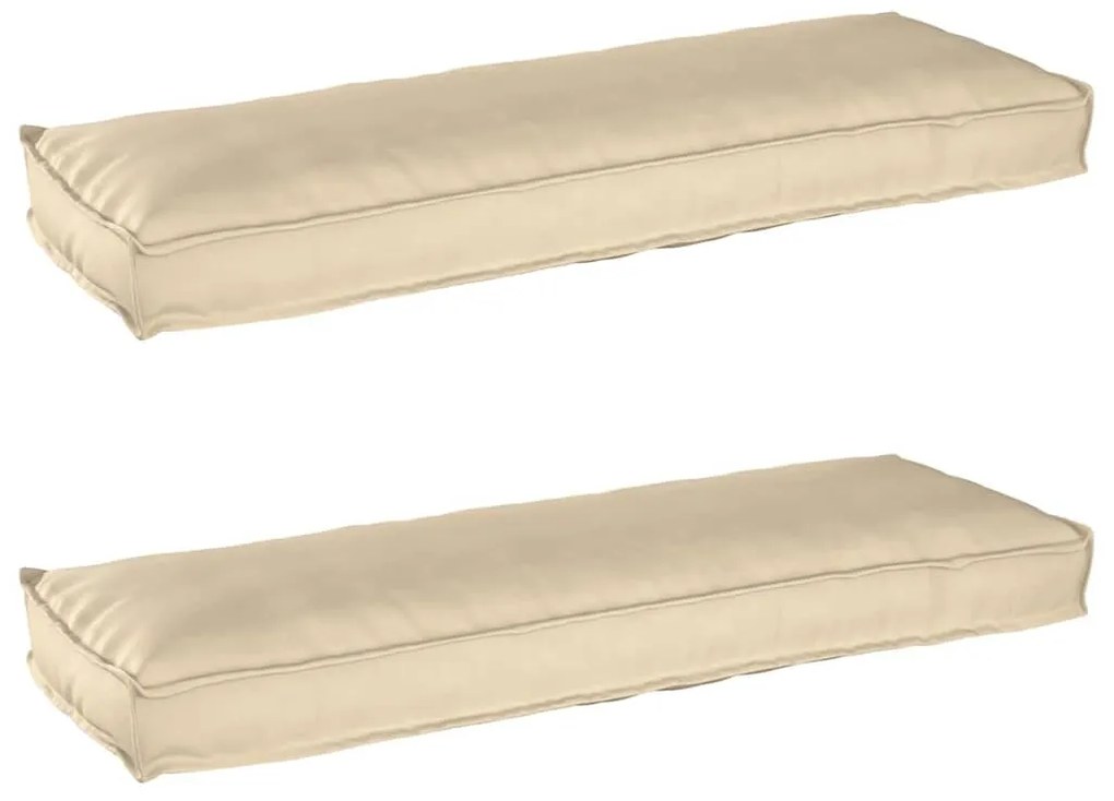 vidaXL Almofadas de Palete para Banco 2 pcs Bege 120x40x8 cm Tecido Oxford