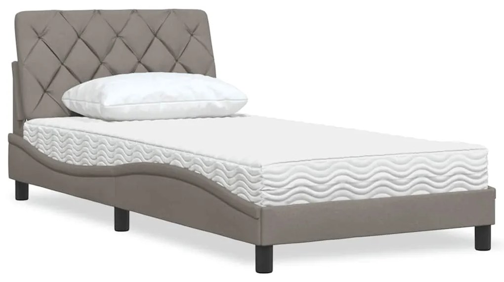 Cama com colchão 100x200 cm tecido cinzento-acastanhado