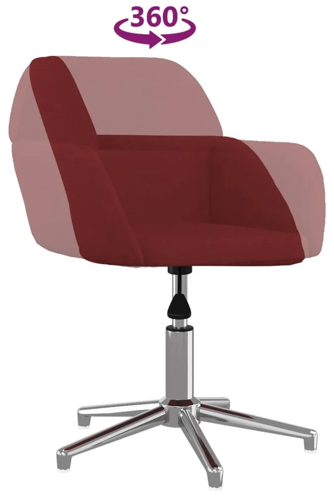 Cadeiras de jantar giratórias 2 pcs tecido vermelho tinto