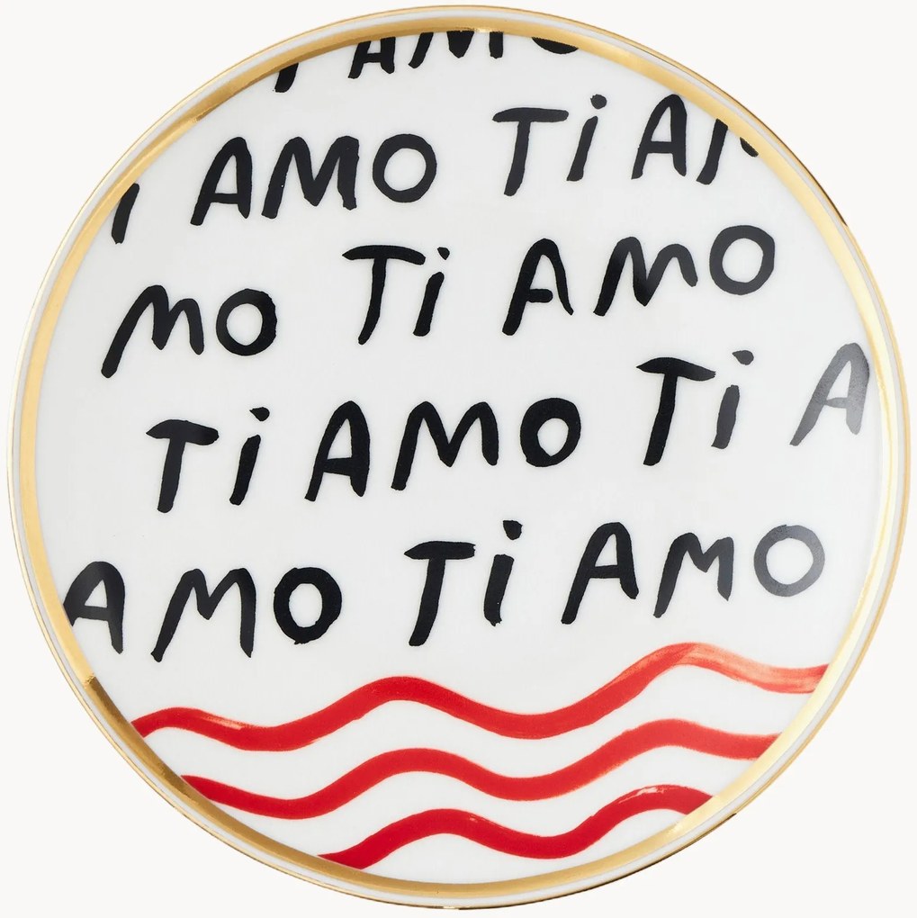 Prato de sobremesa em porcelana artesanal Con Amore