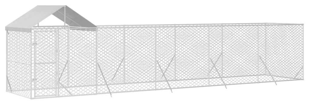 Canil de exterior com teto 10x2x2,5 m aço galvanizado prateado