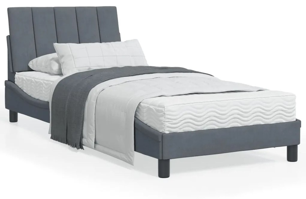 vidaXL Estrutura de cama sem colchão 90x200 cm veludo cinzento-escuro