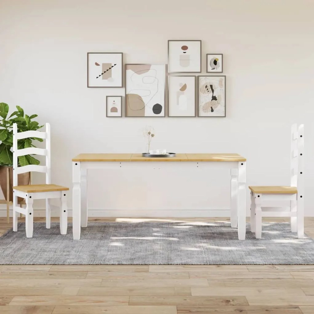 Mesa de jantar Corona 160x80x75 cm madeira pinho maciça branco