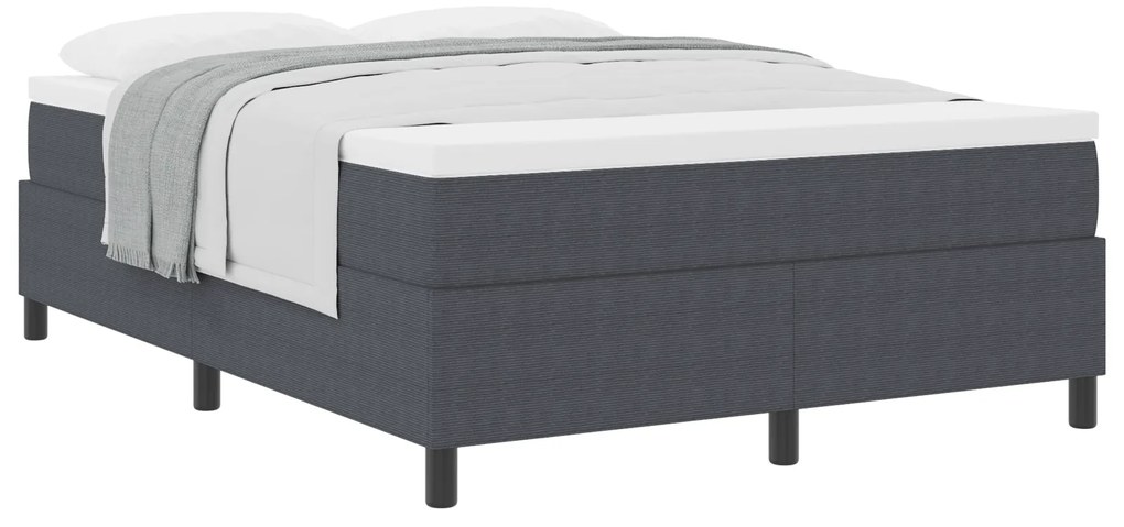 Cama Box Spring com Colchão Cinza Escura 160x200 cm Tecido de Veludo C