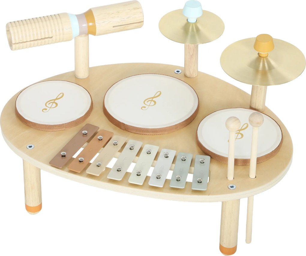 Conjuntos de tambores para bebés, tambor para bebés com xilofone para crianças pequenas, instrumentos musicais de madeira, naturais
