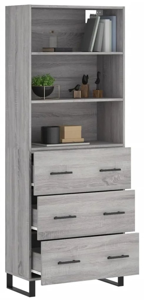 Armário alto 69,5x34x180 cm derivados de madeira sonoma cinza