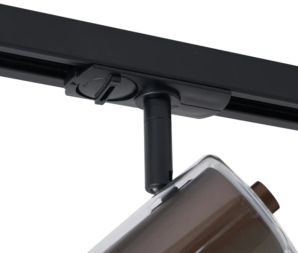 Foco moderno bronze escuro com vidro transparente para sistema de calhas monofásico - Iconic Lloyd Moderno