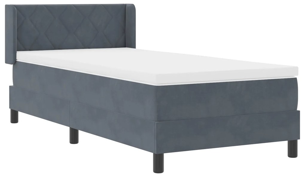 Cama Box Spring com Colchão VidaXL Cinza Escuro 90x200 cm Veludo