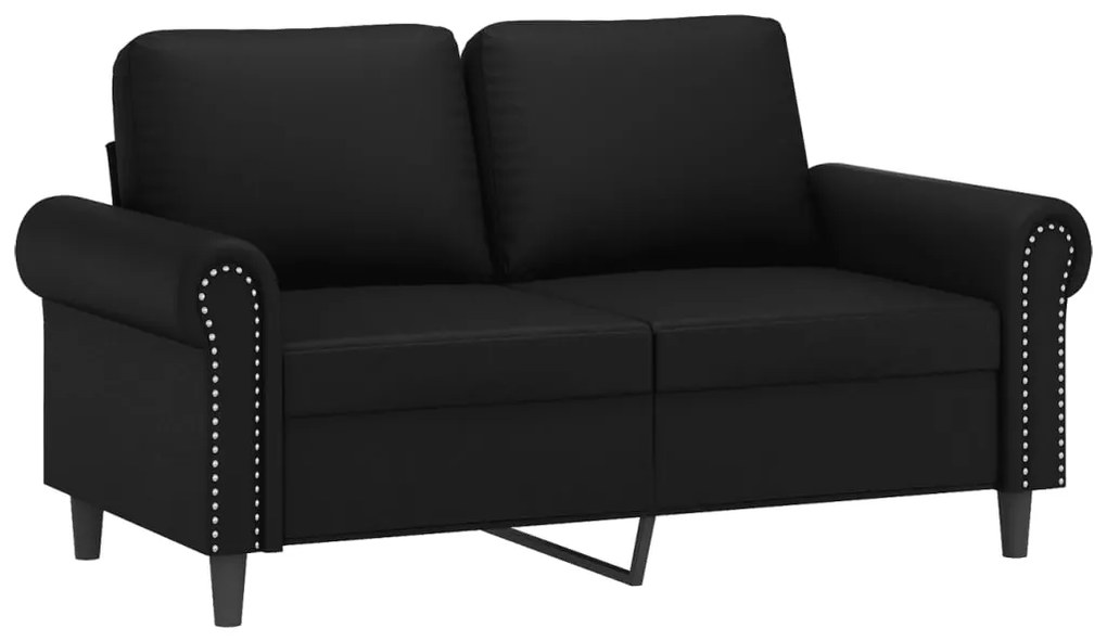 2 pcs conjunto de sofás com almofadões couro artificial preto