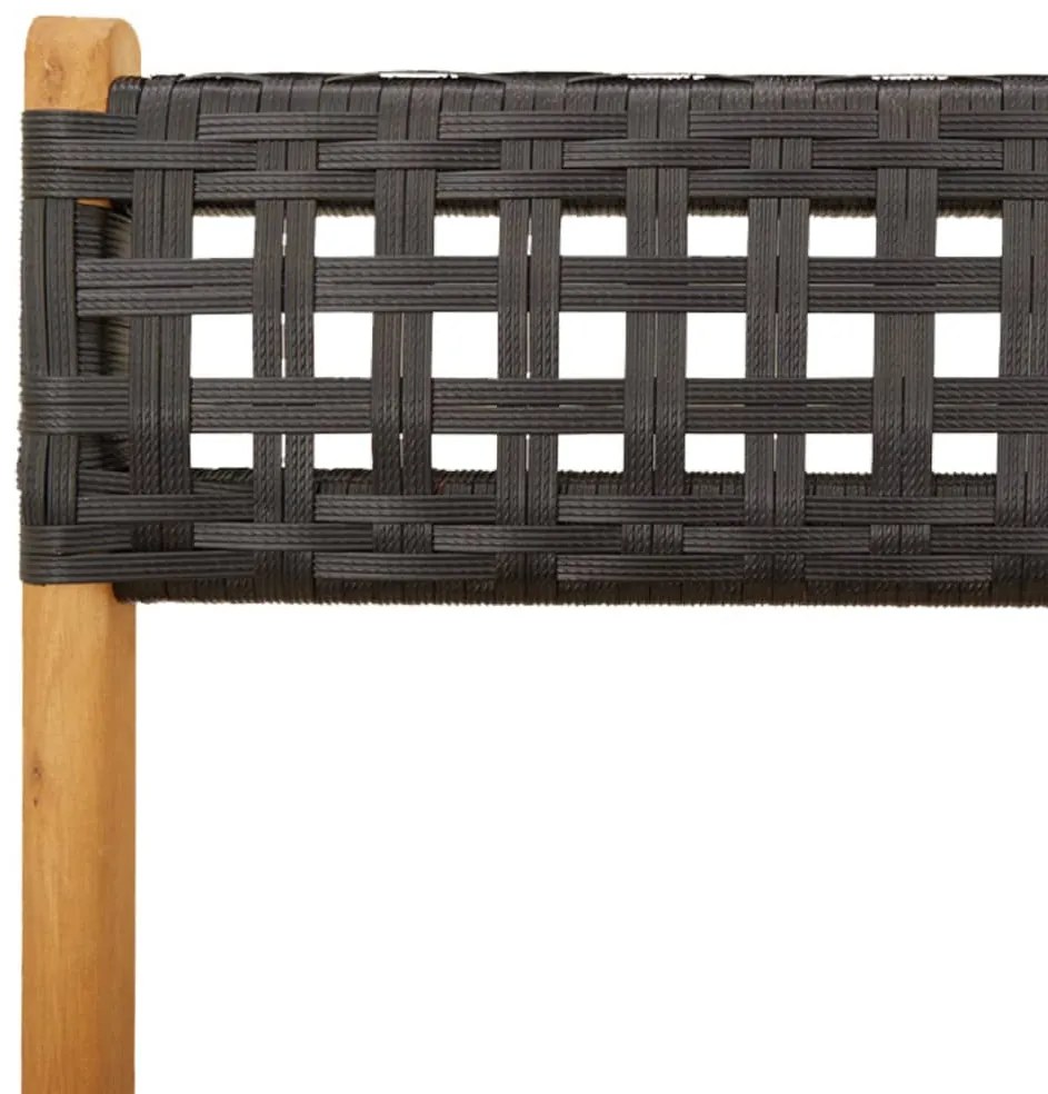 3 pcs conjunto de bistrô vime PE e madeira maciça preto