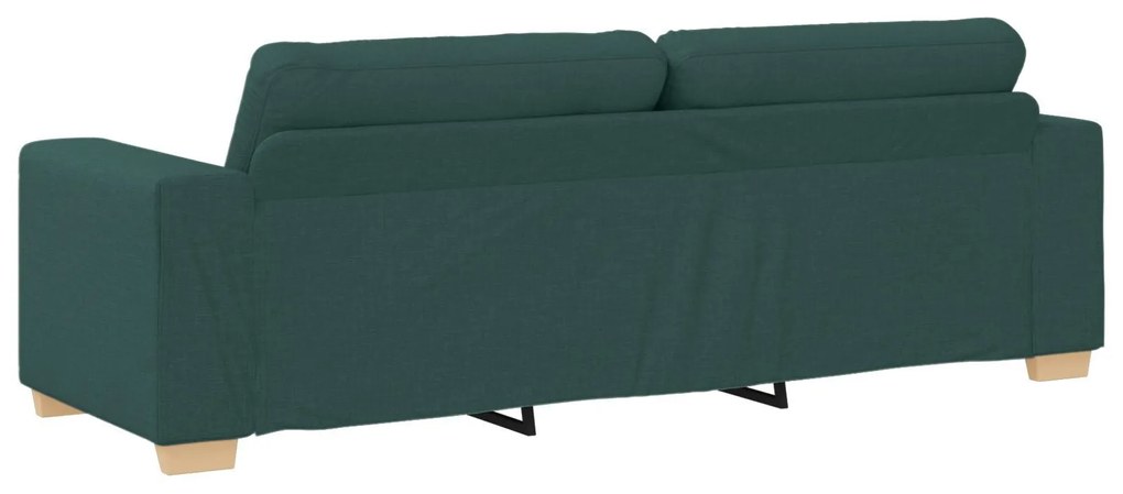 Conjunto de Sofá de 3 Peças com Almofadas - Tecido Verde Escuro