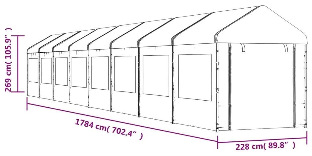 Tenda de Eventos com telhado 17,84x2,28x2,69 m polietileno branco