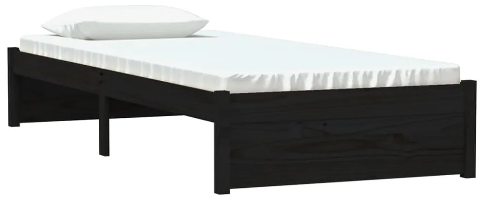 Estrutura cama pequena solteiro 75x190 cm madeira maciça preto