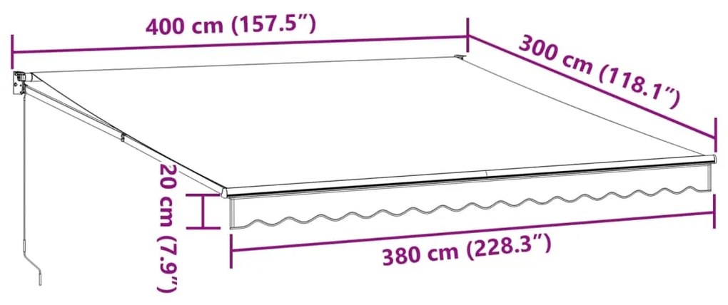 Toldo retrátil manual 400x300 cm bordô