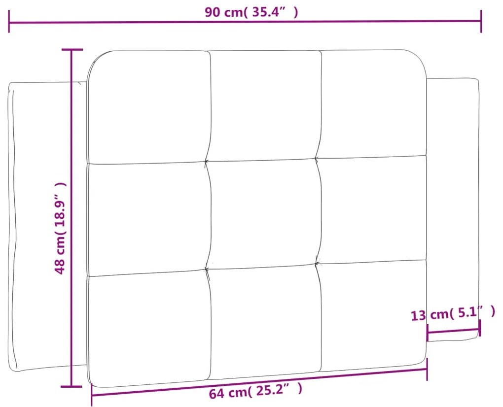 Almofadão de cabeceira 90 cm couro artificial castanho