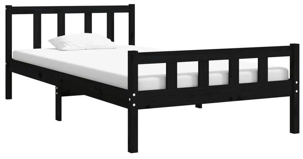 Estrutura de cama 100x200 cm madeira maciça preto