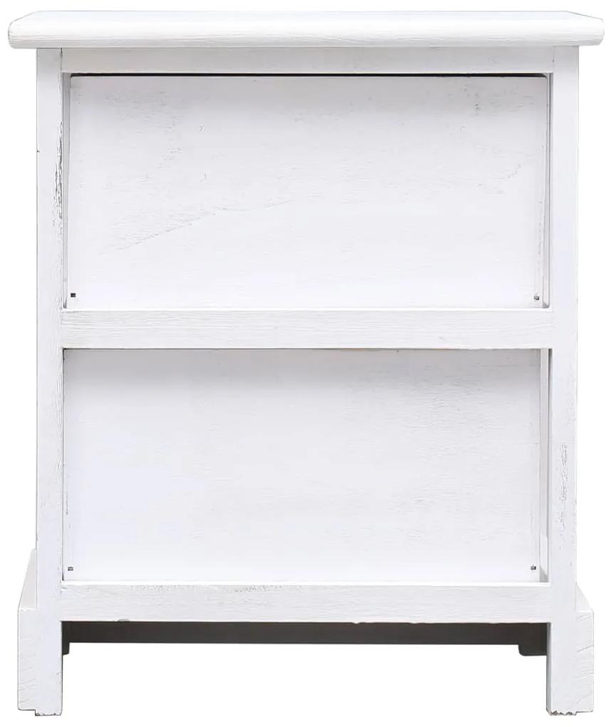 Mesa de cabeceira 38x28x45 cm madeira de paulownia branco