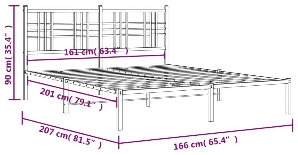 Estrutura de cama com cabeceira 160x200 cm metal branco