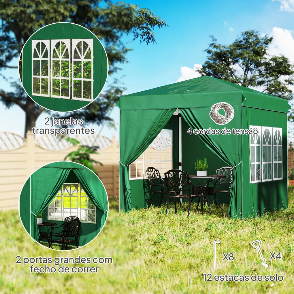 Tenda Dobrável Pop-Up Tenda 248x248x270 cm com 4 Paredes Laterais Anti